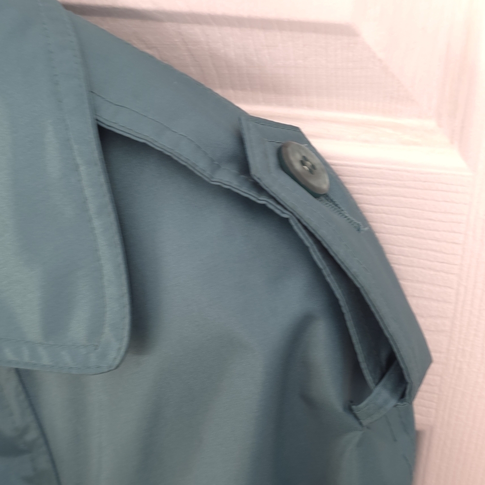 Vintage Teal Double Breasted Trench Coat (S-M Oversize) Lined - Picture 7 of 9